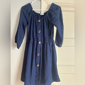 E&M button down off shoulder navy blue dress size M